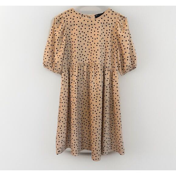 ASOS Maternity Tan Polka Dot Empire Dress Size 2 Oversized - Picture 1 of 6